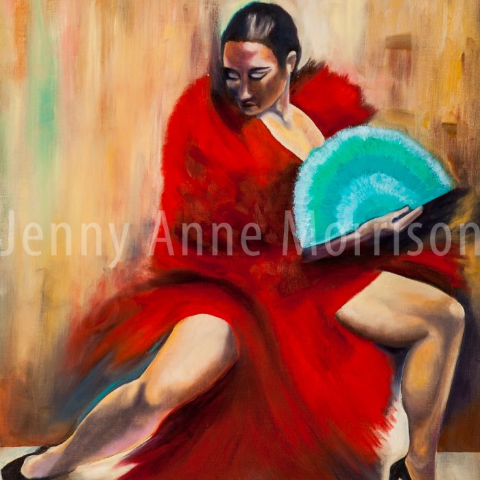 Flamenco Dancer with a Turquoise Fan