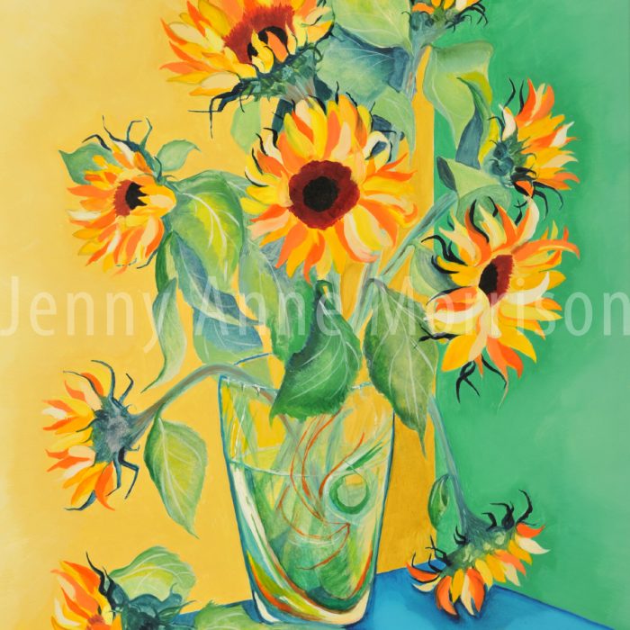 Sunflowers in a Glass Vase